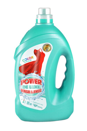 POWER DE LUXE თხევადი სარეცხი საშუალება ფერადი ტანსაცმლის რეცხვისთვის 4000  გრ (ყუთში 4 ცალი)