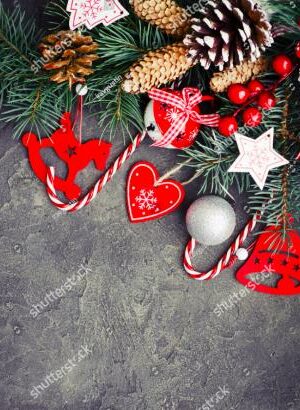 Christmas décor on gray